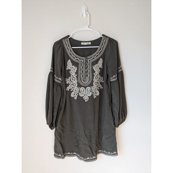 Hot & Delicious Women's Tunic Dress Embroidered Bohemian Green Size Medium - Picture 1 of 8